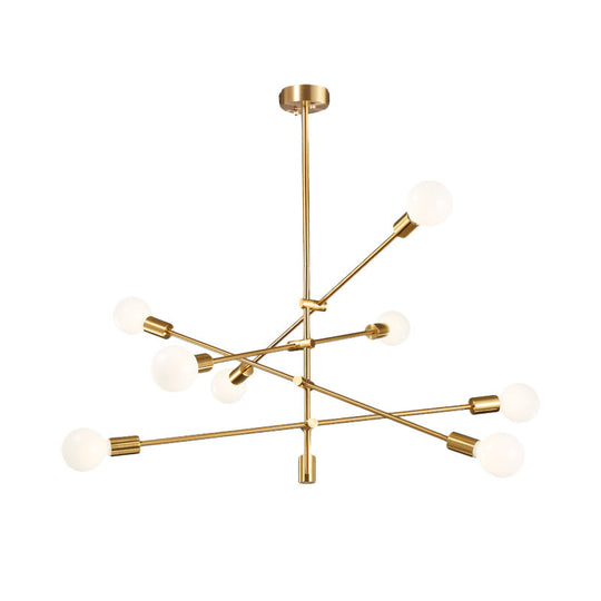 Sleek Black/Gold Mid-Century Chandelier - 8-Light Ceiling Lamp Ideal For Living Room