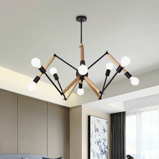 Spider Shape Suspension Light - Contemporary Metal Chandelier for Living Room (8/10/12/16-Head) - Black/White