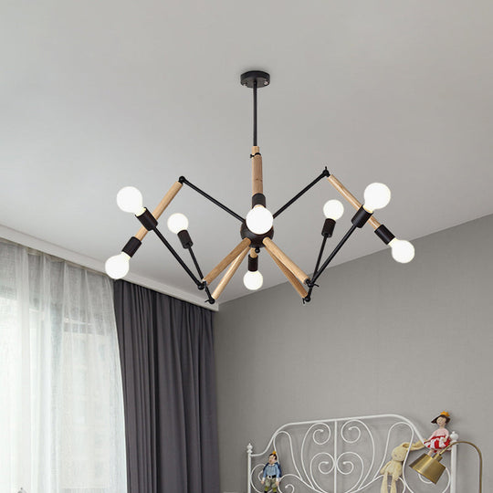 Spider Shape Suspension Light - Contemporary Metal Chandelier for Living Room (8/10/12/16-Head) - Black/White