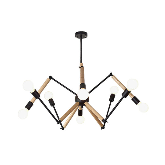 Contemporary Spider Shape Suspension Light In Black/White - 8/10/12/16 Heads For Living Room