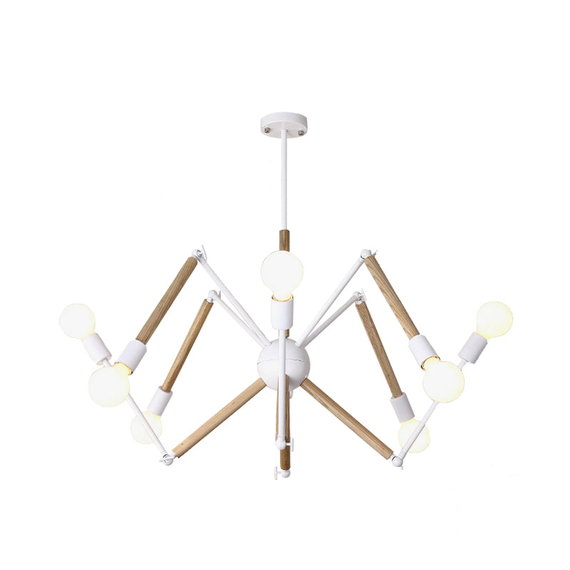 Contemporary Spider Shape Suspension Light In Black/White - 8/10/12/16 Heads For Living Room