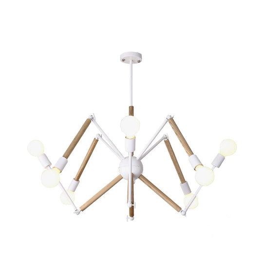 Contemporary Spider Shape Suspension Light In Black/White - 8/10/12/16 Heads For Living Room