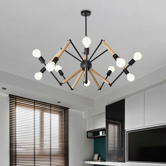 Spider Shape Suspension Light - Contemporary Metal Chandelier for Living Room (8/10/12/16-Head) - Black/White