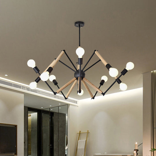 Contemporary Spider Shape Suspension Light In Black/White - 8/10/12/16 Heads For Living Room