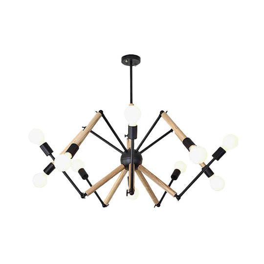 Spider Shape Suspension Light - Contemporary Metal Chandelier for Living Room (8/10/12/16-Head) - Black/White