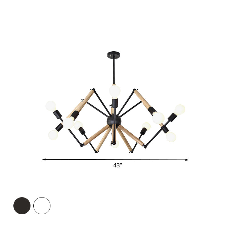 Spider Shape Suspension Light - Contemporary Metal Chandelier for Living Room (8/10/12/16-Head) - Black/White