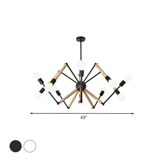 Spider Shape Suspension Light - Contemporary Metal Chandelier for Living Room (8/10/12/16-Head) - Black/White