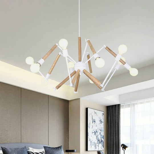 Spider Shape Suspension Light - Contemporary Metal Chandelier for Living Room (8/10/12/16-Head) - Black/White