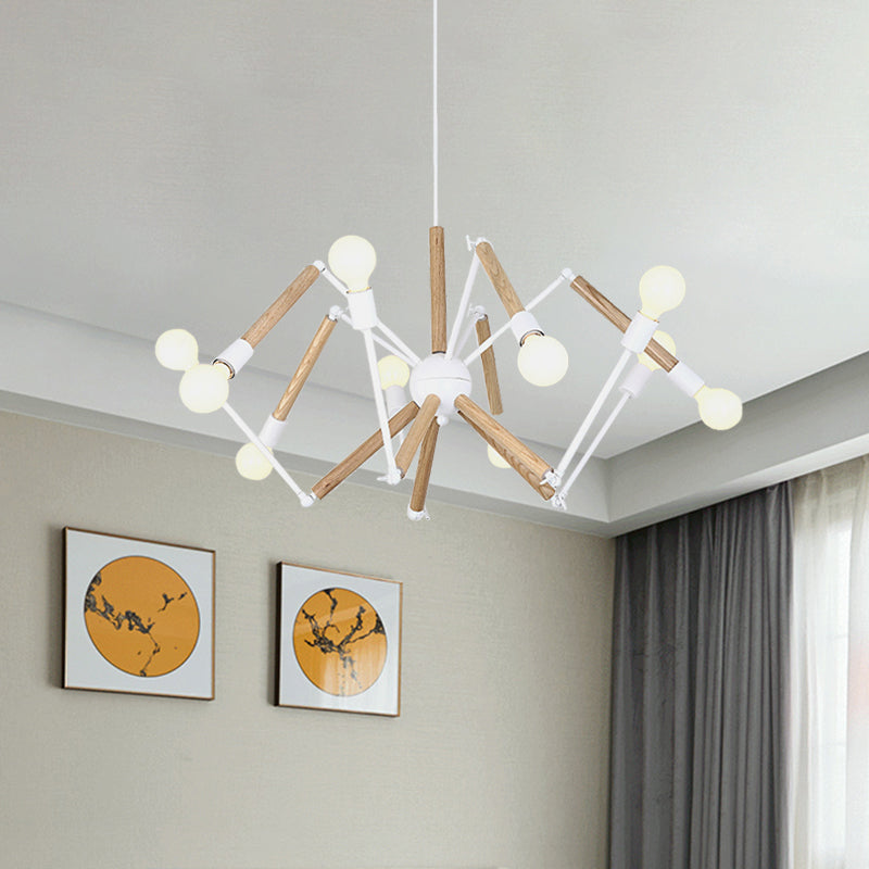 Contemporary Spider Shape Suspension Light In Black/White - 8/10/12/16 Heads For Living Room