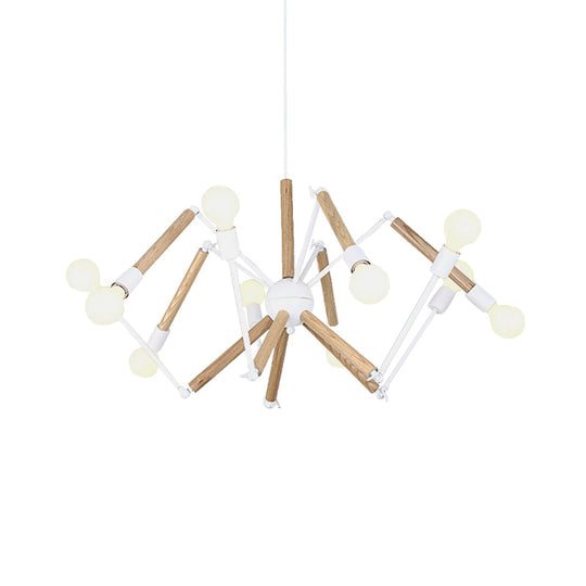 Contemporary Spider Shape Suspension Light In Black/White - 8/10/12/16 Heads For Living Room