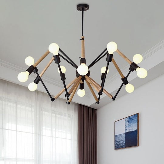 Spider Shape Suspension Light - Contemporary Metal Chandelier for Living Room (8/10/12/16-Head) - Black/White