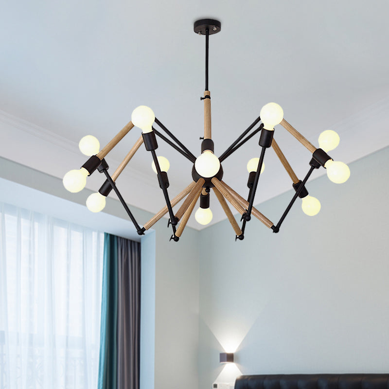 Contemporary Spider Shape Suspension Light In Black/White - 8/10/12/16 Heads For Living Room