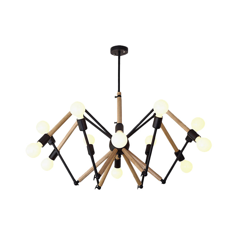 Spider Shape Suspension Light - Contemporary Metal Chandelier for Living Room (8/10/12/16-Head) - Black/White