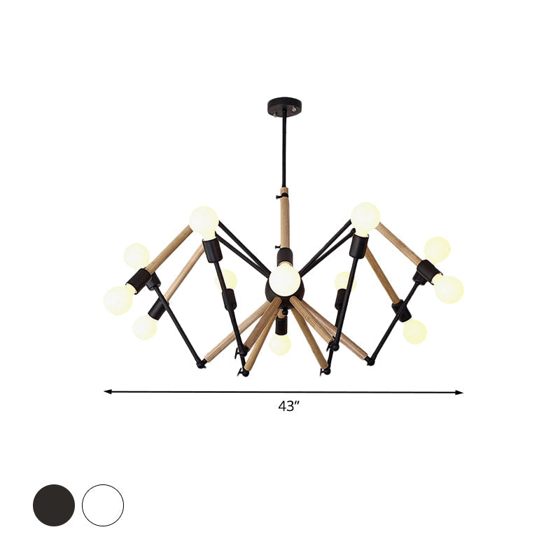 Spider Shape Suspension Light - Contemporary Metal Chandelier for Living Room (8/10/12/16-Head) - Black/White