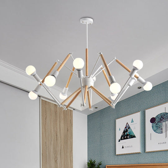 Contemporary Spider Shape Suspension Light In Black/White - 8/10/12/16 Heads For Living Room 12 /