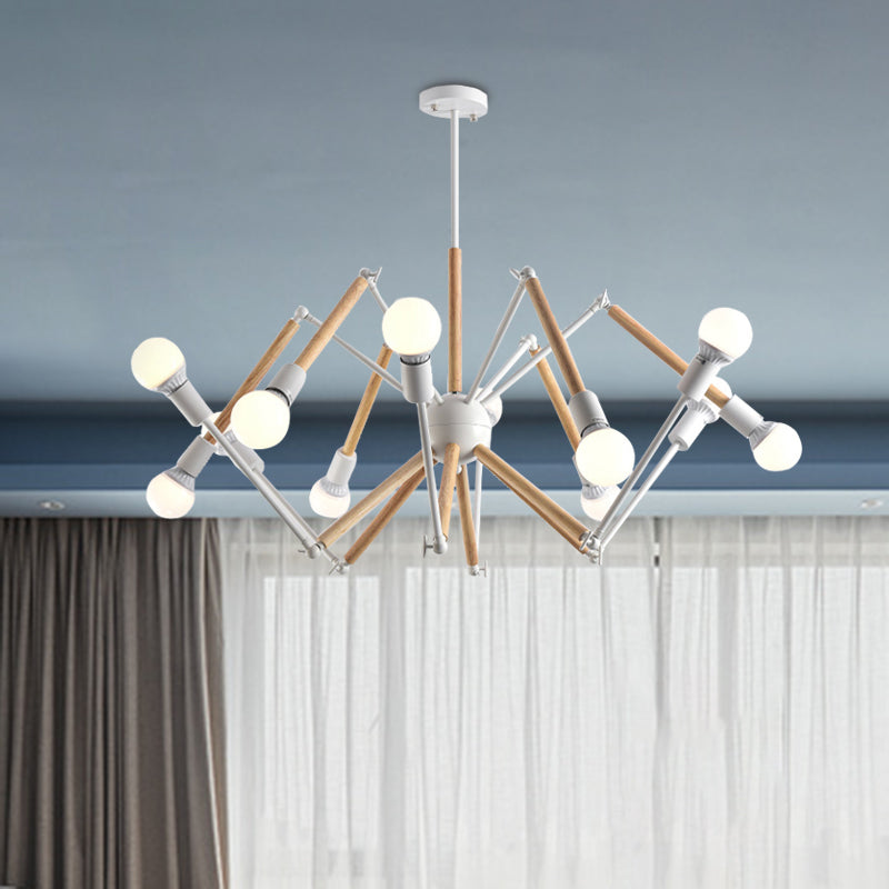 Contemporary Spider Shape Suspension Light In Black/White - 8/10/12/16 Heads For Living Room