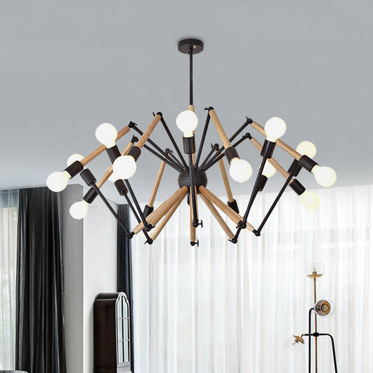 Spider Shape Suspension Light - Contemporary Metal Chandelier for Living Room (8/10/12/16-Head) - Black/White