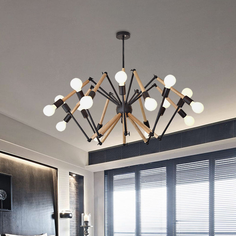 Spider Shape Suspension Light - Contemporary Metal Chandelier for Living Room (8/10/12/16-Head) - Black/White