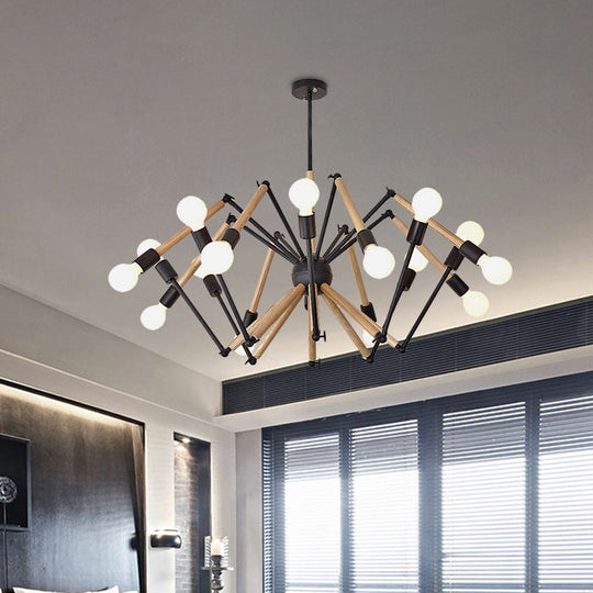 Contemporary Spider Shape Suspension Light In Black/White - 8/10/12/16 Heads For Living Room