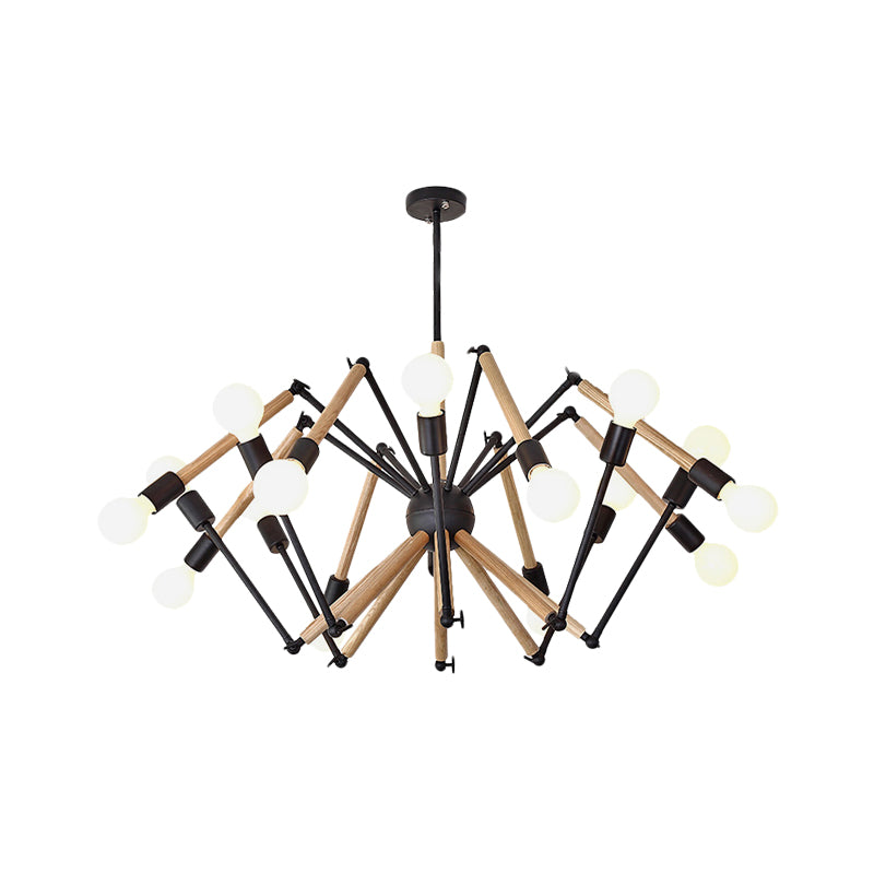 Spider Shape Suspension Light - Contemporary Metal Chandelier for Living Room (8/10/12/16-Head) - Black/White