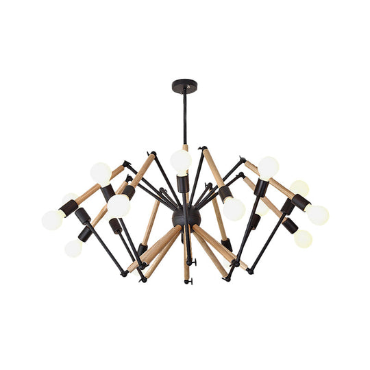 Contemporary Spider Shape Suspension Light In Black/White - 8/10/12/16 Heads For Living Room