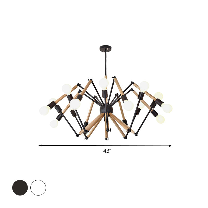 Spider Shape Suspension Light - Contemporary Metal Chandelier for Living Room (8/10/12/16-Head) - Black/White