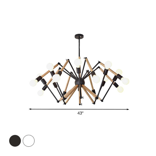 Spider Shape Suspension Light - Contemporary Metal Chandelier for Living Room (8/10/12/16-Head) - Black/White