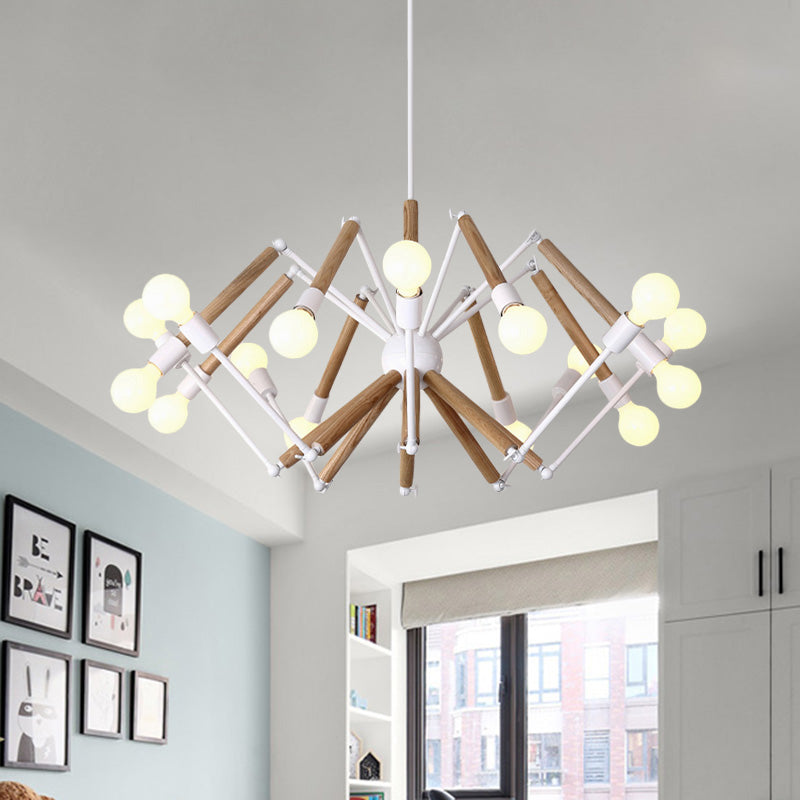 Spider Shape Suspension Light - Contemporary Metal Chandelier for Living Room (8/10/12/16-Head) - Black/White