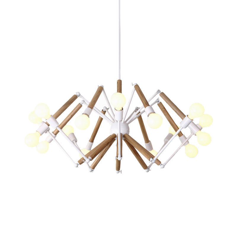 Spider Shape Suspension Light - Contemporary Metal Chandelier for Living Room (8/10/12/16-Head) - Black/White