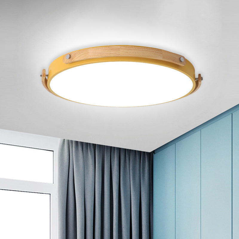 Macaron-Style Acrylic Circular LED Flush Ceiling Light - Stylish Ceiling Lamp for Kid's Bedroom and Hallways