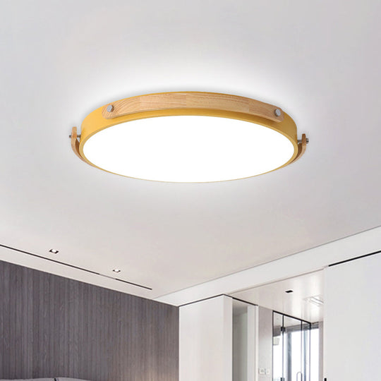 Macaron-Style Acrylic Circular Led Flush Ceiling Light - Stylish Lamp For Kids Bedroom And Hallways