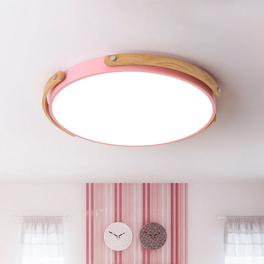 Macaron-Style Acrylic Circular LED Flush Ceiling Light - Stylish Ceiling Lamp for Kid's Bedroom and Hallways