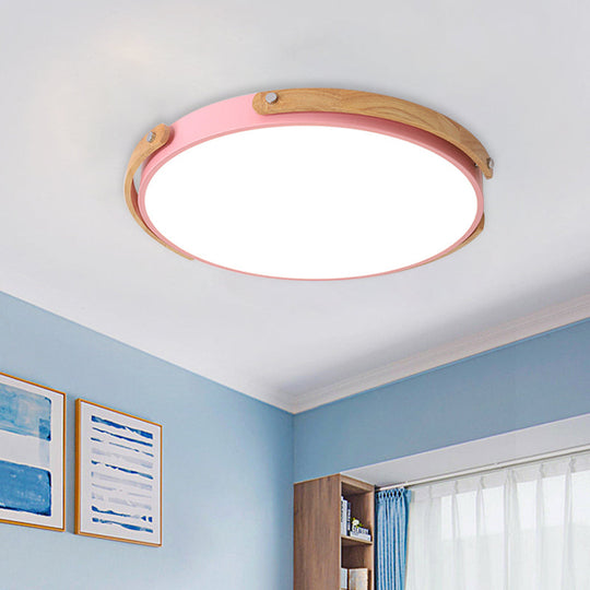 Macaron-Style Acrylic Circular LED Flush Ceiling Light - Stylish Ceiling Lamp for Kid's Bedroom and Hallways