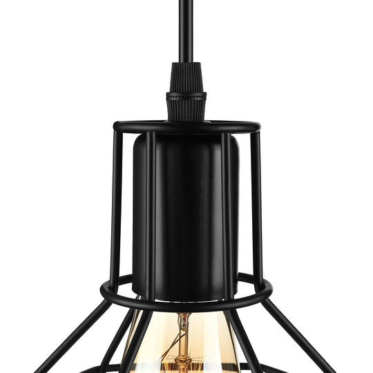 Vintage Global Cage Shade Pendant Lighting with Metallic Finish - 3/7 Heads Hanging Lamp in Black