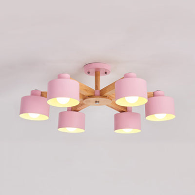 Modern Metal Chandelier With Bell Shade & Suspension Light - Stylish Iron Ceiling Lamp 6 / Pink