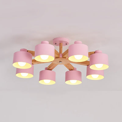 Modern Metal Chandelier With Bell Shade & Suspension Light - Stylish Iron Ceiling Lamp 8 / Pink