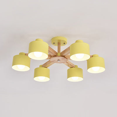 Modern Metal Chandelier With Bell Shade & Suspension Light - Stylish Iron Ceiling Lamp 6 / Yellow