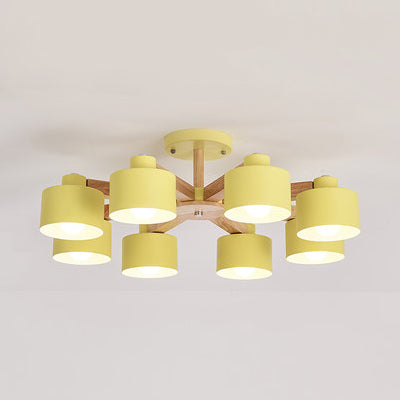 Modern Metal Chandelier With Bell Shade & Suspension Light - Stylish Iron Ceiling Lamp 8 / Yellow