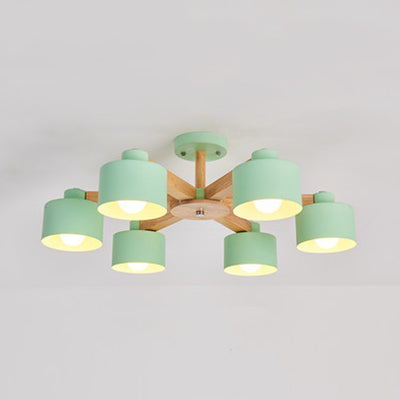 Modern Metal Chandelier With Bell Shade & Suspension Light - Stylish Iron Ceiling Lamp 6 / Green