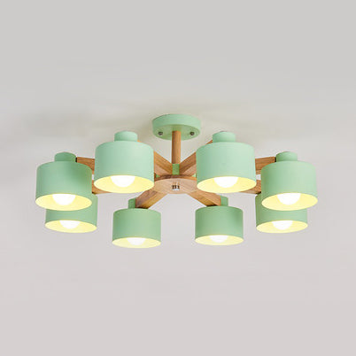 Modern Metal Chandelier With Bell Shade & Suspension Light - Stylish Iron Ceiling Lamp 8 / Green