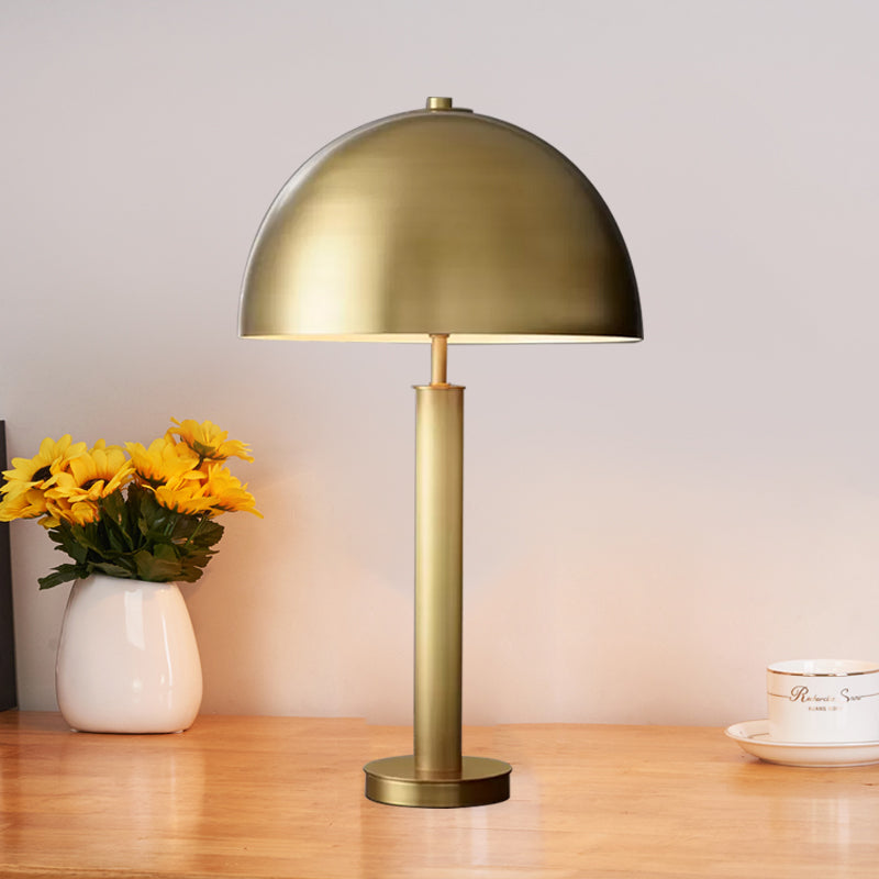 Minimalist Metallic Semicircle Table Lamp 1-Light Nightstand Light For Bedside In Black/Gold Gold