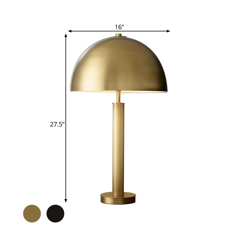 Minimalist Metallic Semicircle Table Lamp 1-Light Nightstand Light For Bedside In Black/Gold