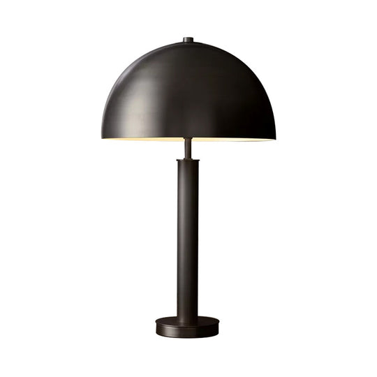 Minimalist Metallic Semicircle Table Lamp 1-Light Nightstand Light For Bedside In Black/Gold