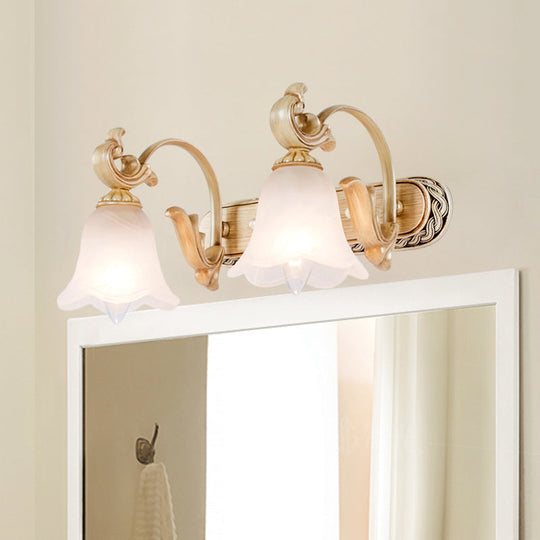 3-Head Colonial Style Gold Opal Glass Wall Mounted Bathroom Vanity Light Fixture 2 /