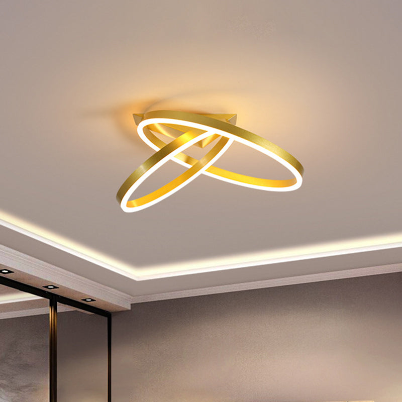 12/16 Dual Rings Ceiling Flush Mount Led Lighting - Modernist Acrylic Gold/Coffee Or White/Warm