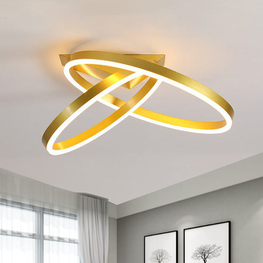 12/16 Dual Rings Ceiling Flush Mount Led Lighting - Modernist Acrylic Gold/Coffee Or White/Warm