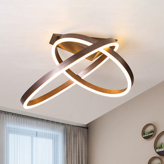 12/16 Dual Rings Ceiling Flush Mount Led Lighting - Modernist Acrylic Gold/Coffee Or White/Warm