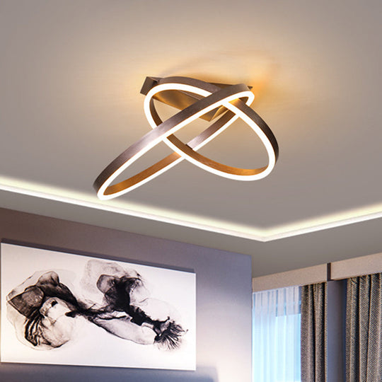 12/16 Dual Rings Ceiling Flush Mount Led Lighting - Modernist Acrylic Gold/Coffee Or White/Warm