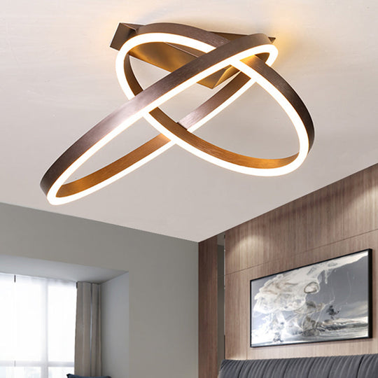 12/16 Dual Rings Ceiling Flush Mount Led Lighting - Modernist Acrylic Gold/Coffee Or White/Warm