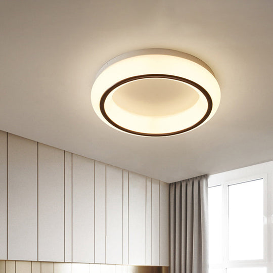 Stylish Hoop Acrylic LED Ceiling Lamp in Black & White for Bedroom